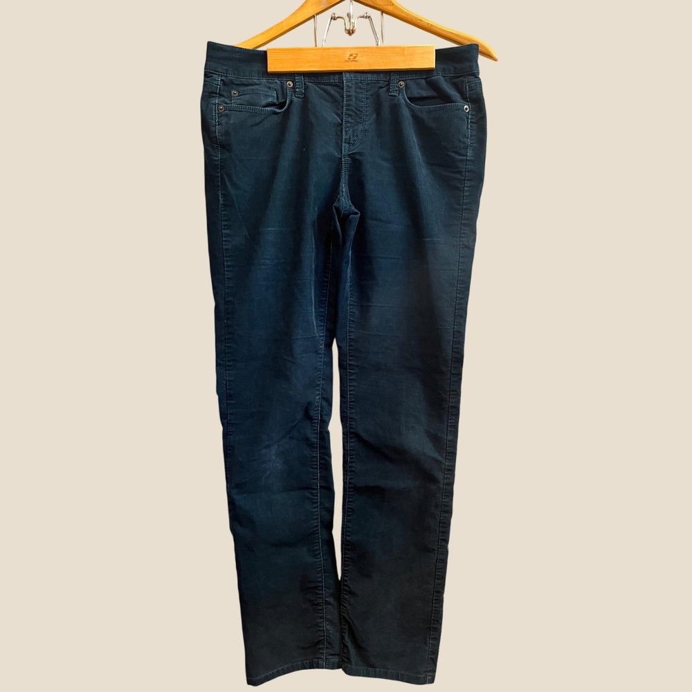 LOFT Corduroy Pants Womens 8/29 Teal Blue Modern Straight Leg Stretch Mid Rise
